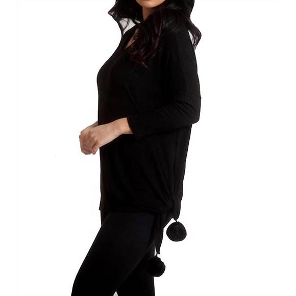 NEW FRENCH KYSS supersoft pom pom top in black - Picture 1 of 1